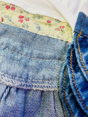 Blue Jean Dog Dress for Small Dogs - 'I Love Mama' with Green Gold Heart