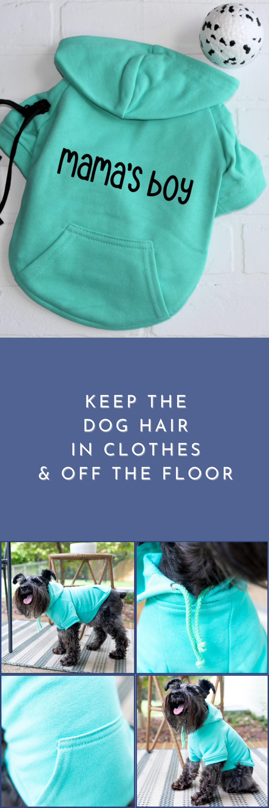 Dog Hoodie for Boy Dog in Teal - Mama's Boy