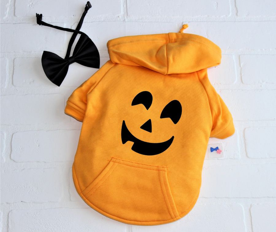 Pumpkin Dog Sweatshirt with Hood - Cute Halloween Outfit for Dogs