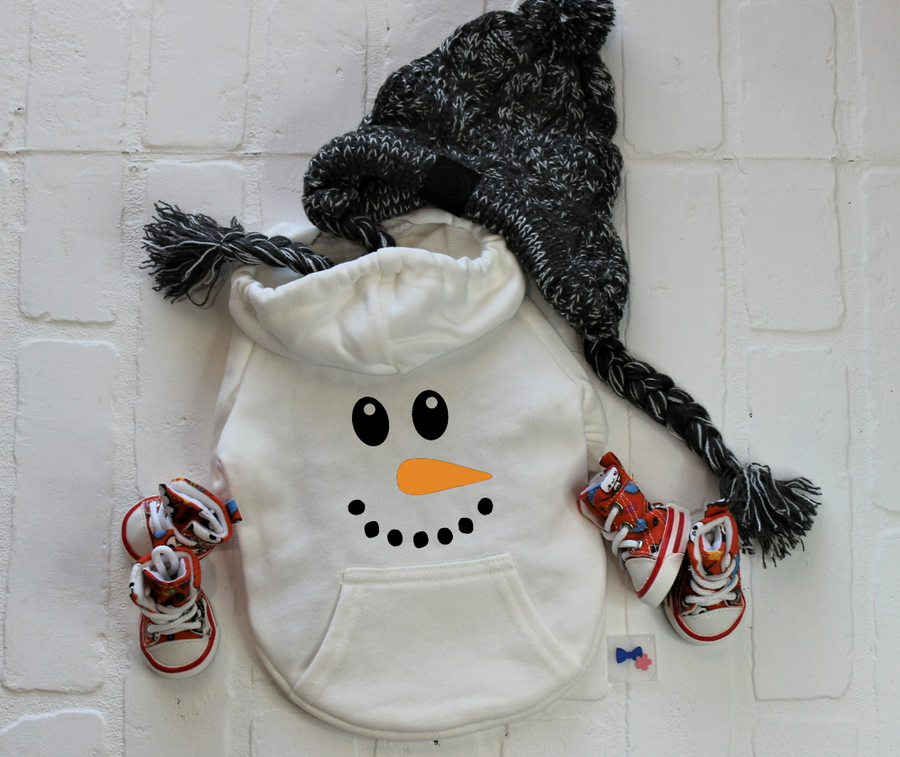 Snowman Dog Hoodie - Cozy Winter Outfit for Pets