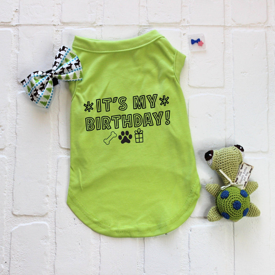 Unisex Pet Birthday Shirt in Green - Fits XS to Giant Breeds for Dogs