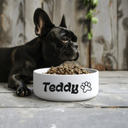 White Dog Bowl Personalized with Name - Custom Pet Dish for Dogs