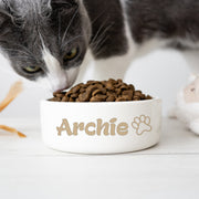 White Dog Bowl Personalized with Name - Custom Pet Dish for Dogs