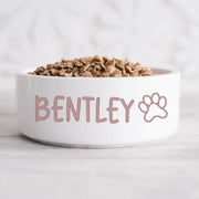 White Dog Bowl Personalized with Name - Custom Pet Dish for Dogs