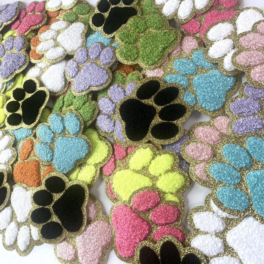 Chenille Paw Print Patch – Iron-On or Adhesive Applique for DIY & Gifts