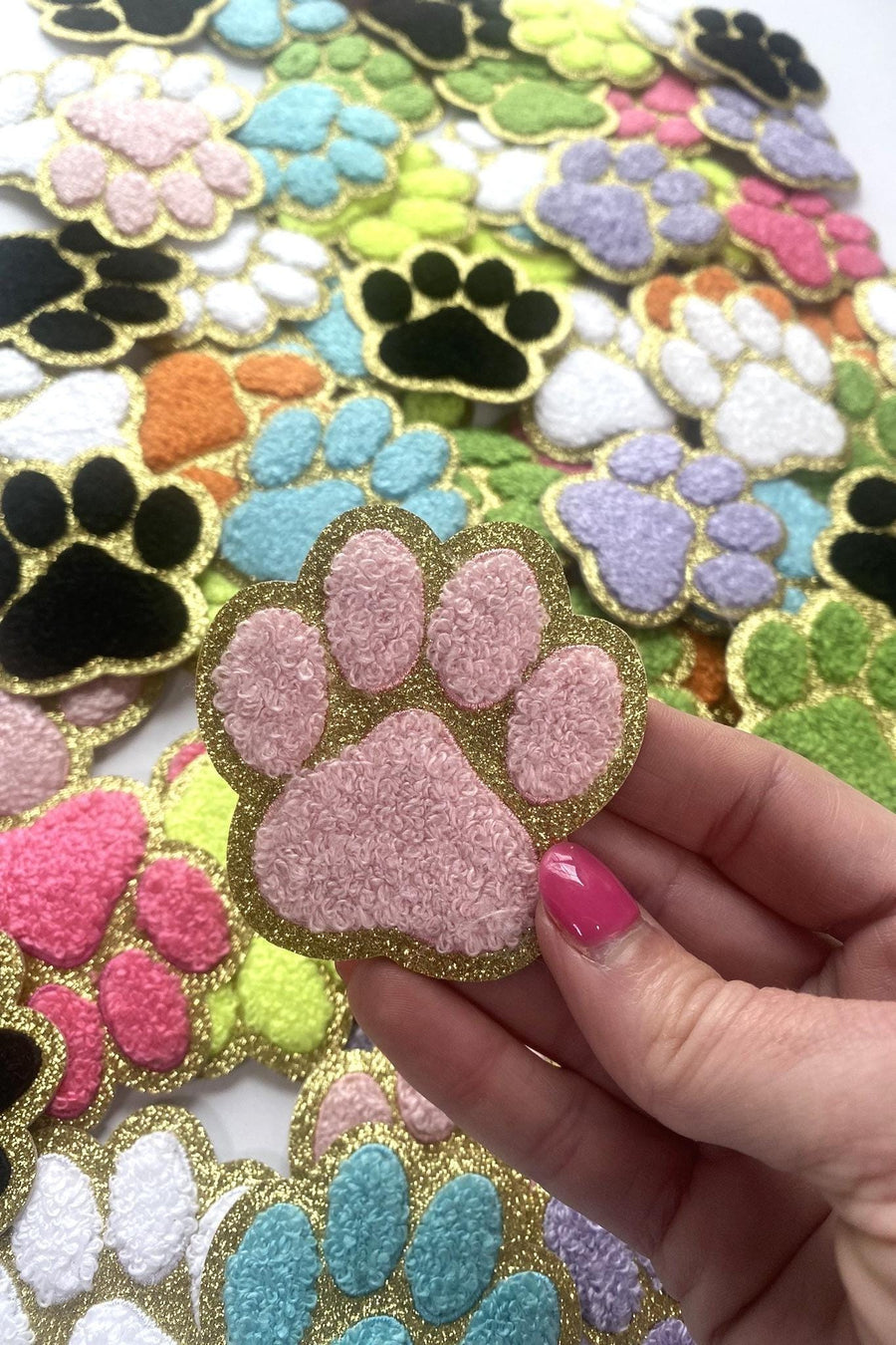 Chenille Paw Print Patch – Iron-On or Adhesive Applique for DIY & Gifts