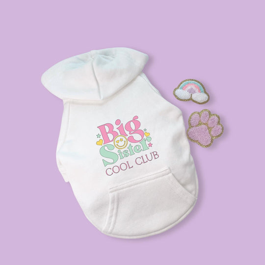 Big Sister Club Dog Shirt – Pastel Colors with Smiley Face Design