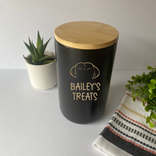 Custom Dog Treat Canister | Personalized with Breed & Name, Dog Mom Gift
