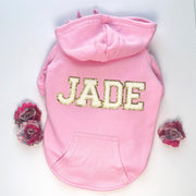 Custom Pink Dog Hoodie Sweatshirt for Girls - Name Personalization, Warm Pet Jacket, Gift for Dog Mom & New Puppies