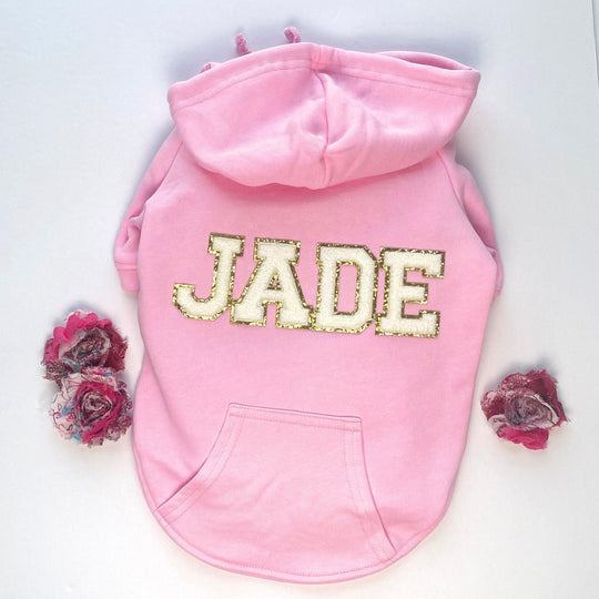 Custom Pink Dog Hoodie Sweatshirt for Girls - Name Personalization, Warm Pet Jacket, Gift for Dog Mom & New Puppies