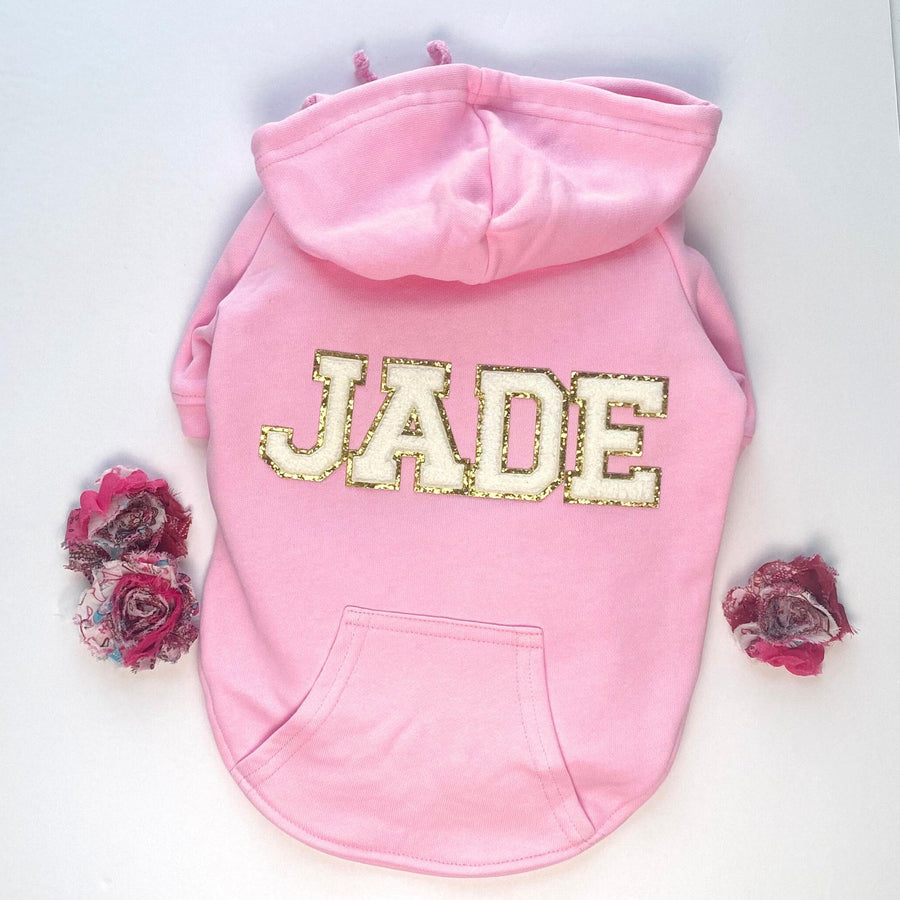 Custom Pink Dog Hoodie Sweatshirt for Girls - Name Personalization, Warm Pet Jacket, Gift for Dog Mom & New Puppies