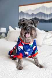 Cute Dog Pajamas in Blue for the Holidays