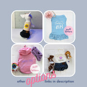 Dog Dress with Denim Skirt | Glitter Rainbow Design for Pet Outfit