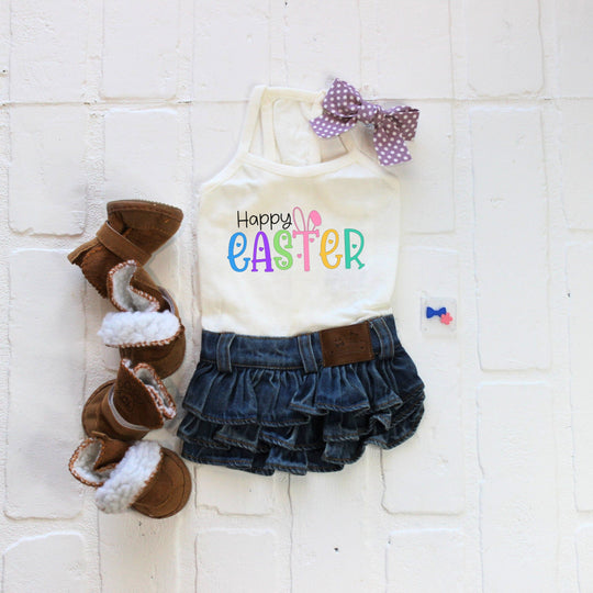 Easter Dog Dress | Denim Skirt, Tutu Style Harness Tank for Small Dogs
