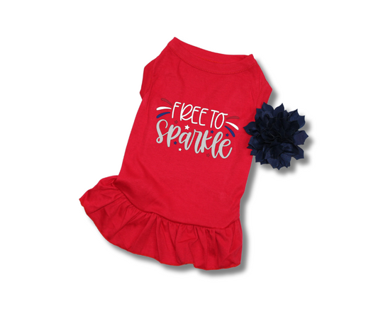 Fourth of July Red Dog Dress | Patriotic Pet Outfit for Your Dog