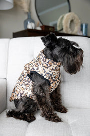 Leopard Print Dog Jacket with Name | Personalized Zipper Vest for Pet