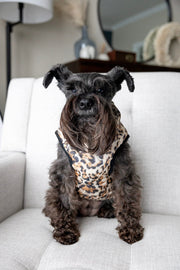 Leopard Print Dog Jacket with Name | Personalized Zipper Vest for Pet