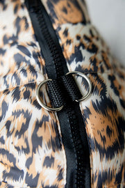 Leopard Print Dog Jacket with Name | Personalized Zipper Vest for Pet