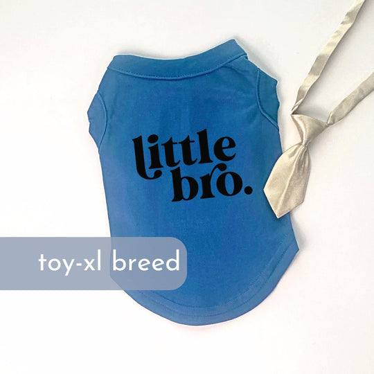 Little Bro Dog Shirt | Blue Pet Clothes for Baby Reveal & Birth Announcement
