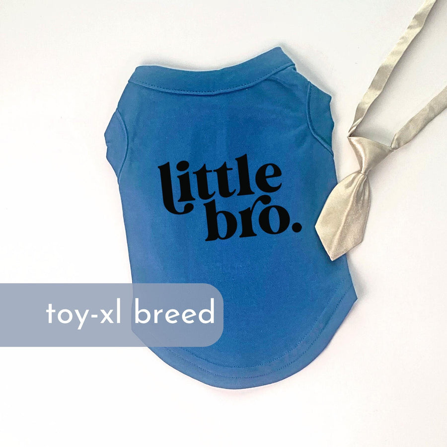 Little Bro Dog Shirt | Blue Pet Clothes for Baby Reveal & Birth Announcement