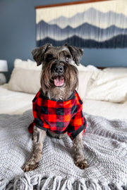 PJs for Dog Plaid, Buffalo Print Red and Black, Front view