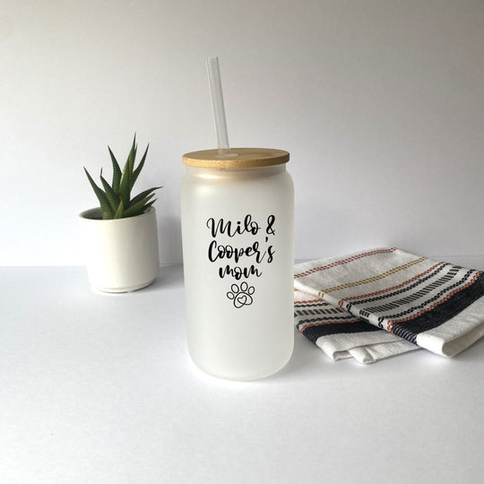 Personalized Dog Mom Mug - Frosted Tumbler Gift with Pet Name & Rose Gold Paw