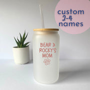Personalized Dog Mom Mug - Frosted Tumbler Gift with Pet Name & Rose Gold Paw