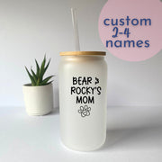 Personalized Dog Mom Mug - Frosted Tumbler Gift with Pet Name & Rose Gold Paw