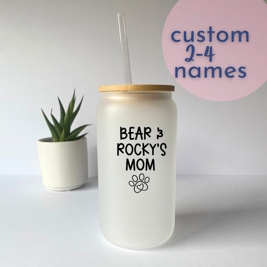 Personalized Dog Mom Mug - Frosted Tumbler Gift with Pet Name & Rose Gold Paw