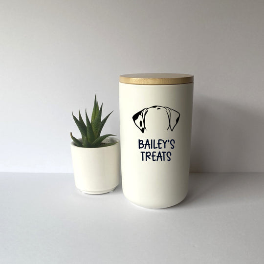 Personalized Dog Treat Jar | Custom Breed & Name, Dog Ears Snack Holder