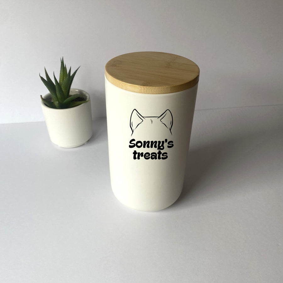 Personalized Dog Treat Jar | Custom Breed & Name, Dog Ears Snack Holder
