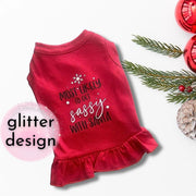 Red Glitter Dog Dress - Funny Holiday Pet Outfit for Christmas & Cats Too!