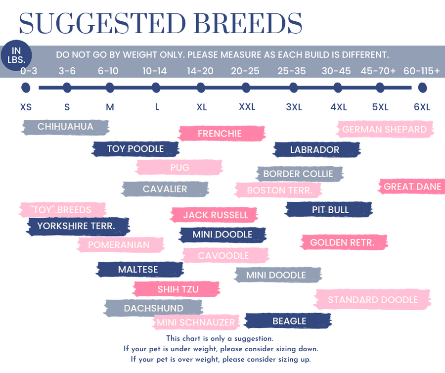 suggested shirt size for dog by weight and breed