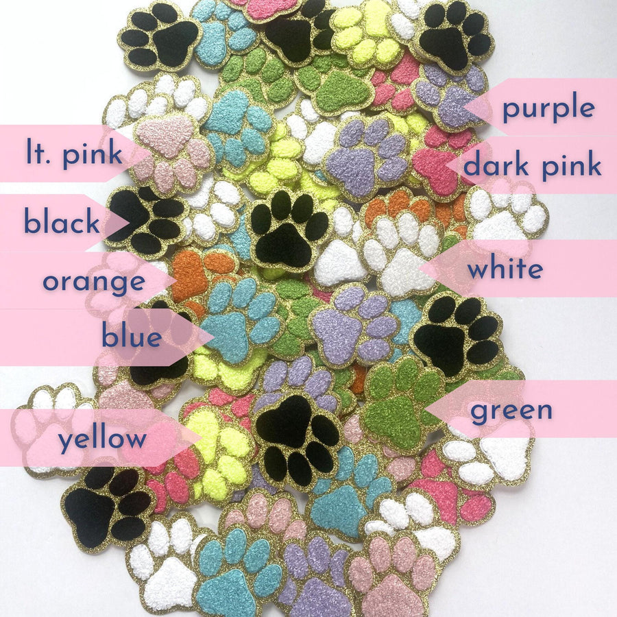 Chenille Paw Print Patch – Iron-On or Adhesive Applique for DIY & Gifts