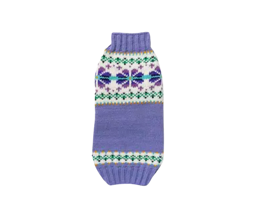 dog sweater with pretty flowers, showing front
