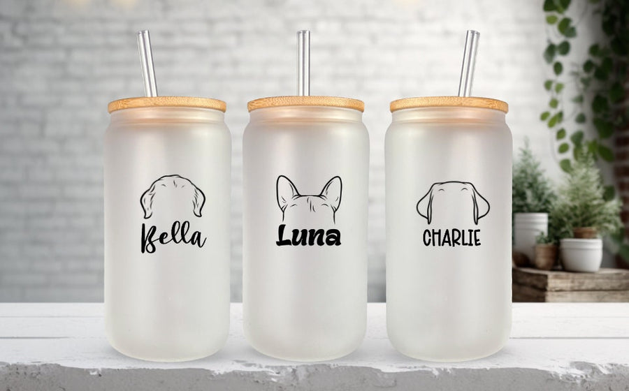Personalized Tumbler for Dog Mom - Custom Frosted Libby Glass Pet Lover Gift