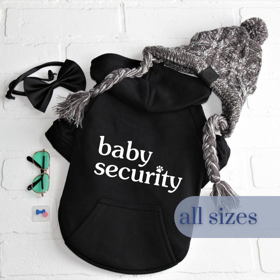 Baby Security Dog Hoodie in Black Bab- for New Baby Arrival