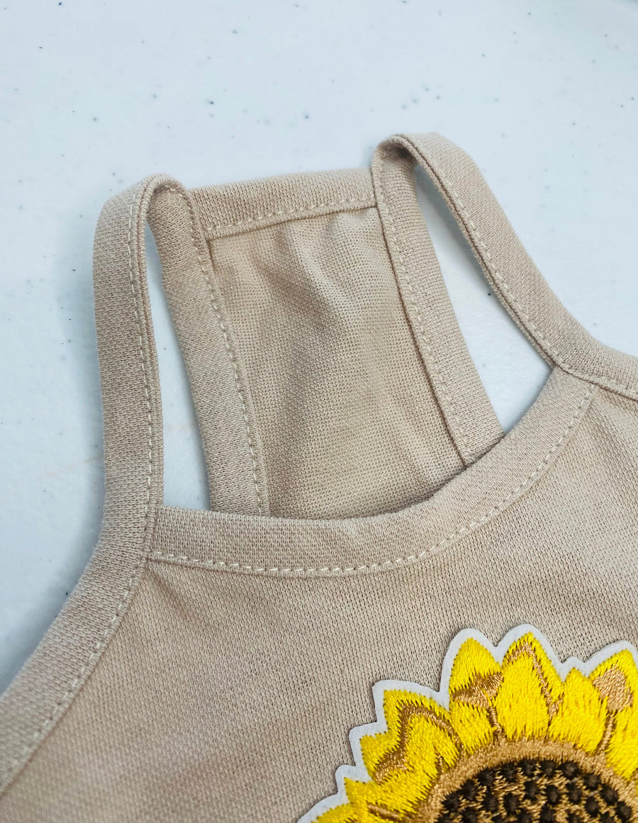 Denim Dress for Small Dog with Sunflower | Cute Pet Outfit for Summer