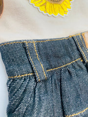 Denim Dress for Small Dog with Sunflower | Cute Pet Outfit for Summer