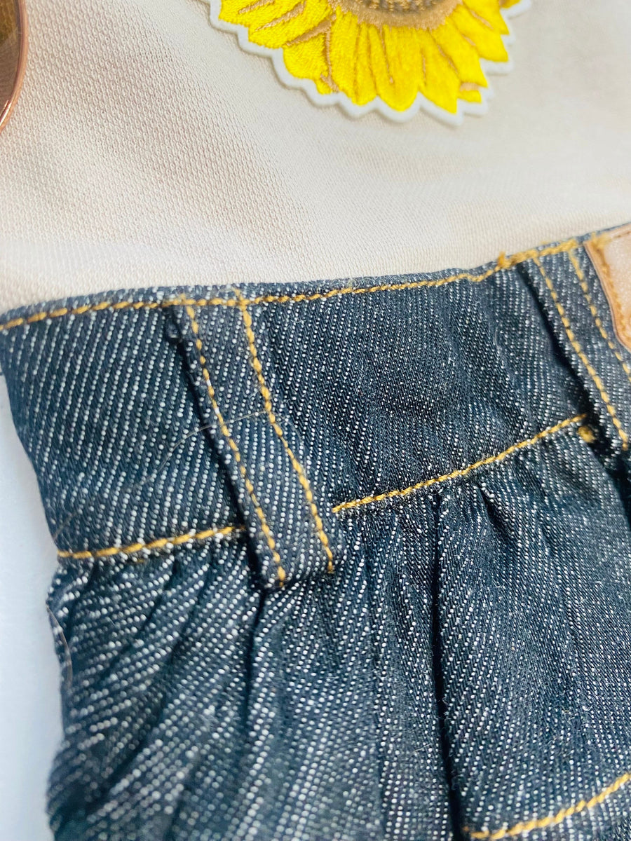 Denim Dress for Small Dog with Sunflower | Cute Pet Outfit for Summer