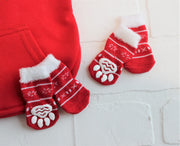 Dog socks in red Christmas socks for pet, fuzzy socks for dog, anti skid socks for dog, winter socks for dog