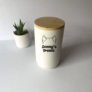 Personalized Dog Treat Jar with Dog Ears | White Custom Treat Canister