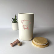 Personalized Dog Treat Jar with Dog Ears | White Custom Treat Canister