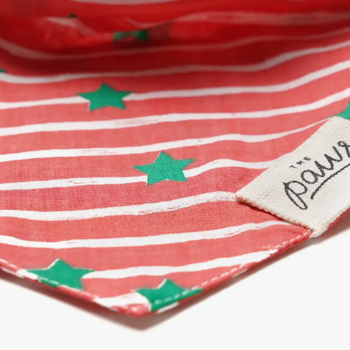 Dog Bandana for Christmas Red and White Stripe with Star