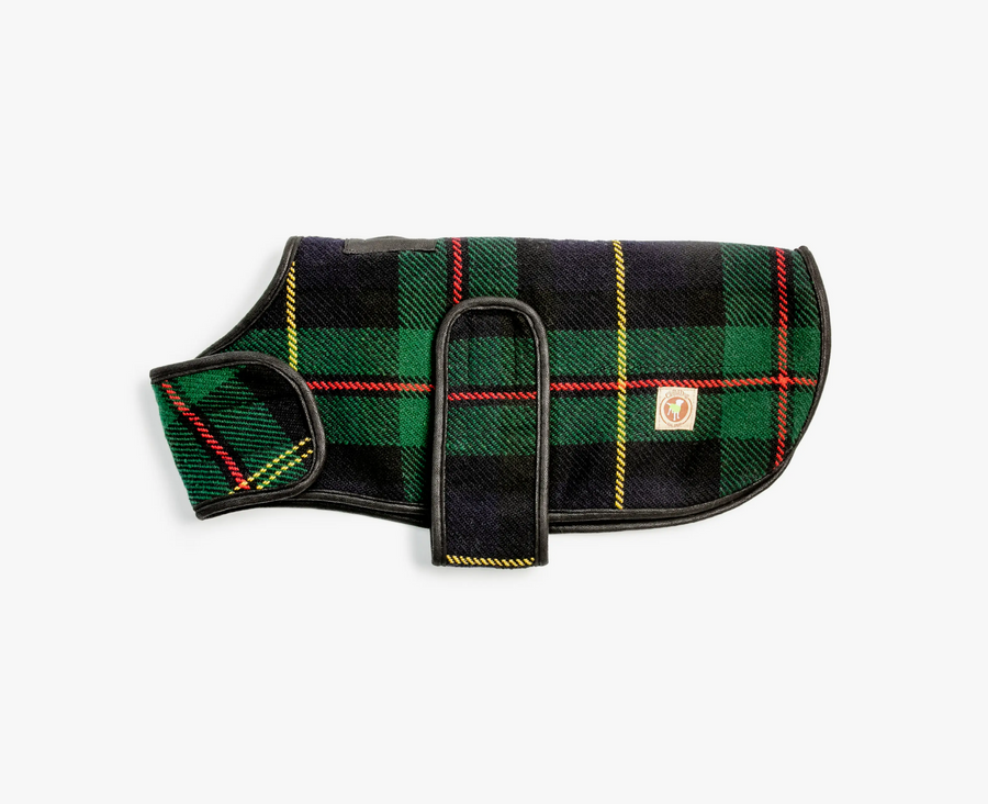 Navy Tartan Blanket Coat for Large Dog