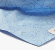 Blue Valentine Dog Bandana with Candy Hearts